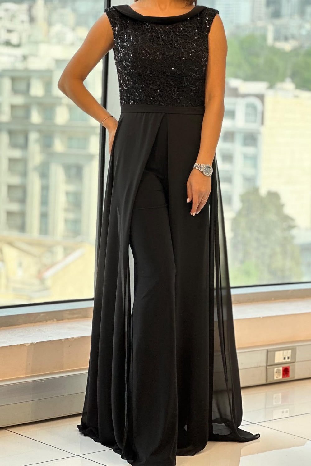 Women's Elegant Sequin Sleeveless Maxi Jumpsuit