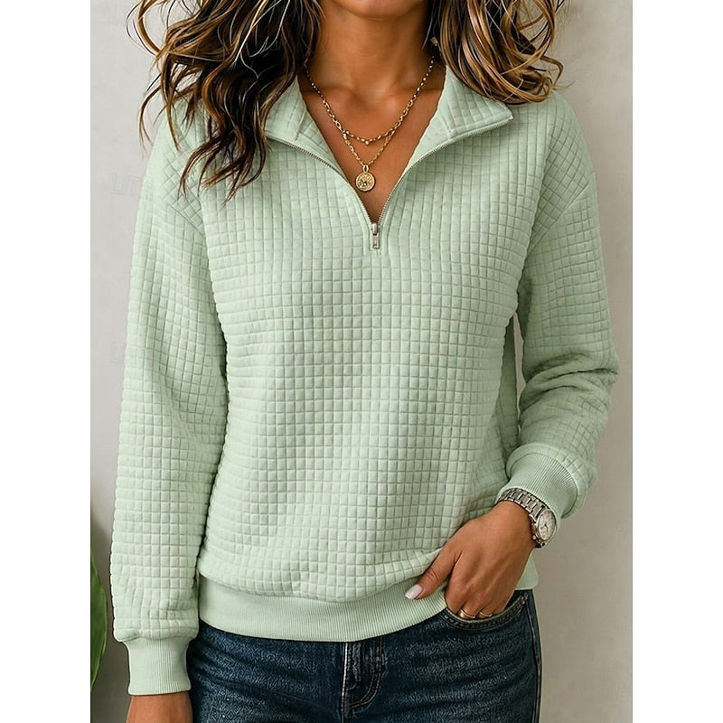 Women's Casual Textured Quarter-Zip Pullover Sweater