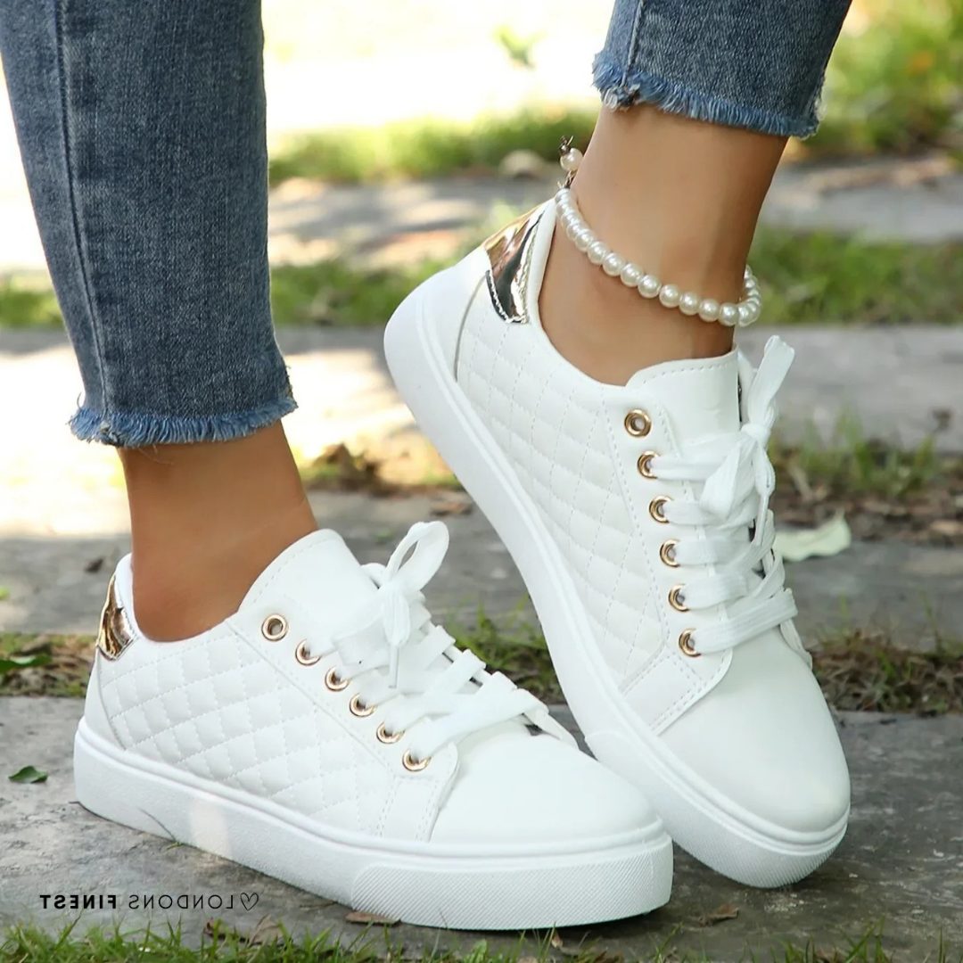 Women's Stylish Quilted Lace-Up Platform Sneakers
