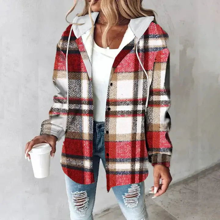 Men's Casual Hooded Checkered Jacket