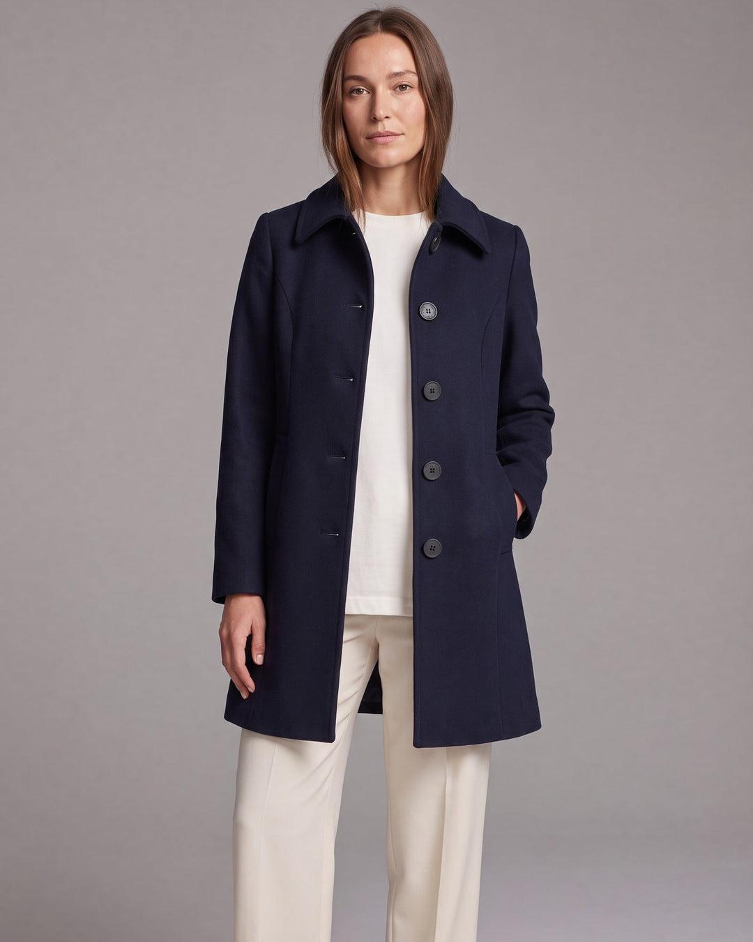 Women's Classic Cotton Blend Fit and Flare Trench Coat