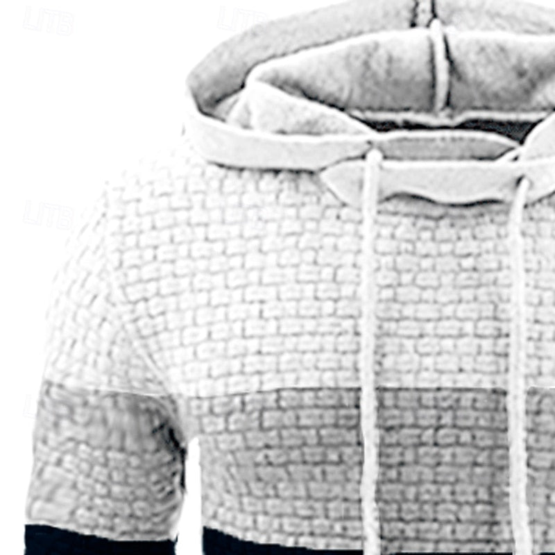 Unisex Casual Textured Color-Block Hoodie