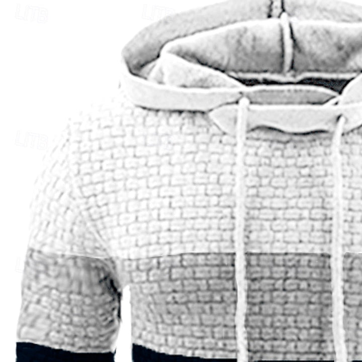 Unisex Casual Textured Color-Block Hoodie