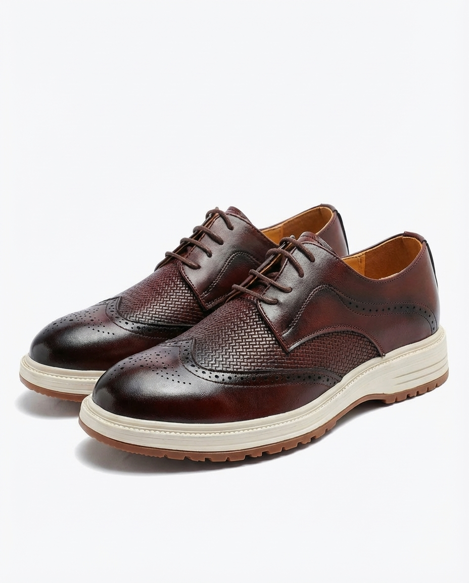 Men's Classic Leather Plain Toe Derby Dress Shoes