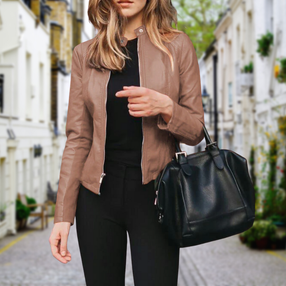 Men's Tailored Zip Front Leather Biker Jacket