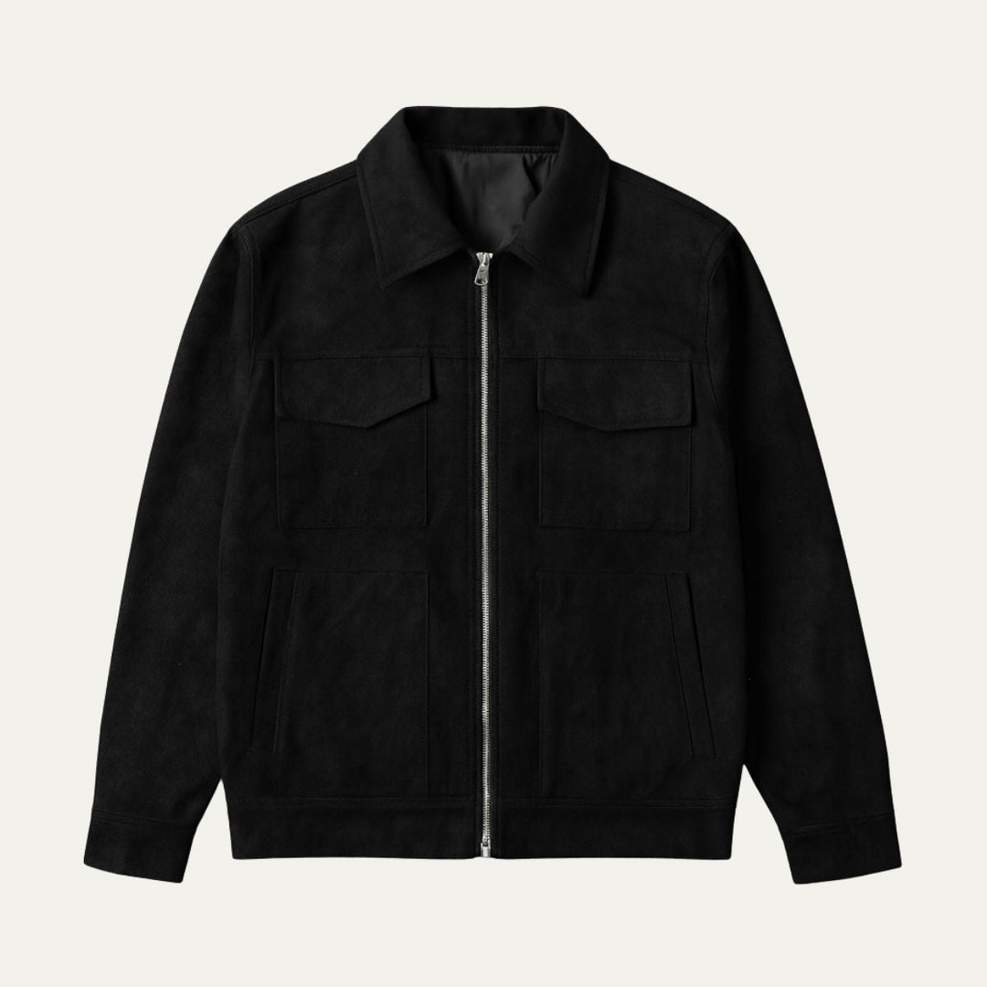 Men's Casual Faux Suede Zip Front Jacket