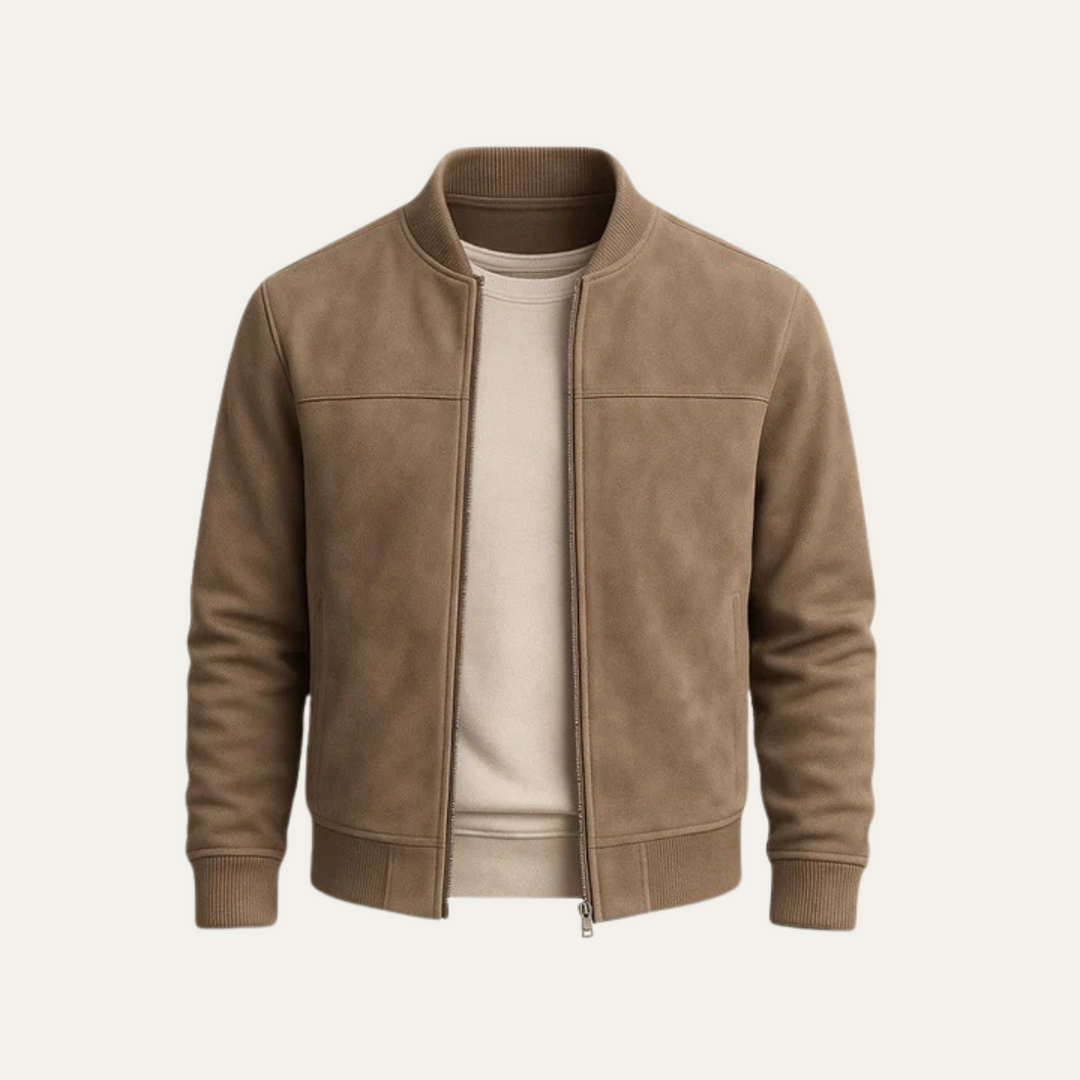 Men's Casual Suede Bomber Jacket