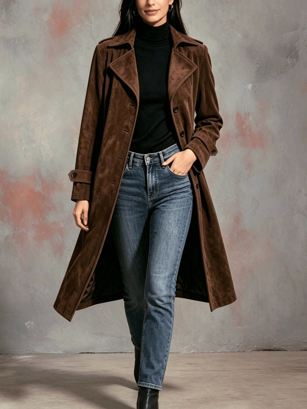 Women's Elegant Wool Blend Longline Structured Coat