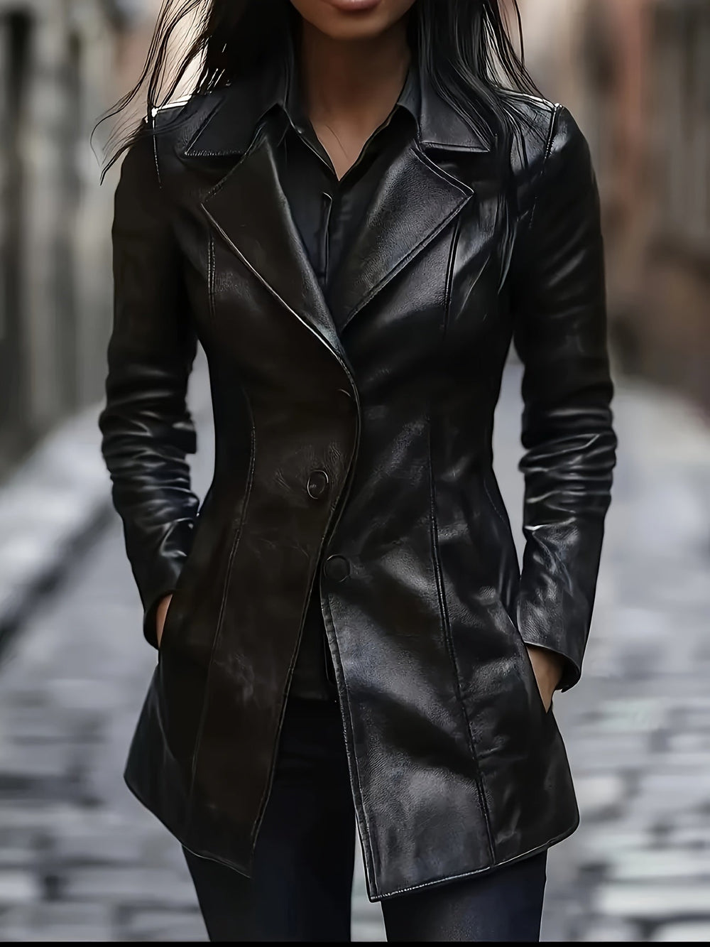 Women's Classic Wool Blend Tailored Mid-Length Coat