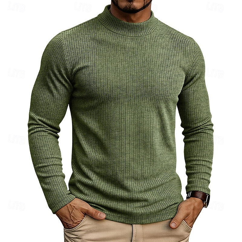 Women's Classic Ribbed Cotton Mock-Neck Top