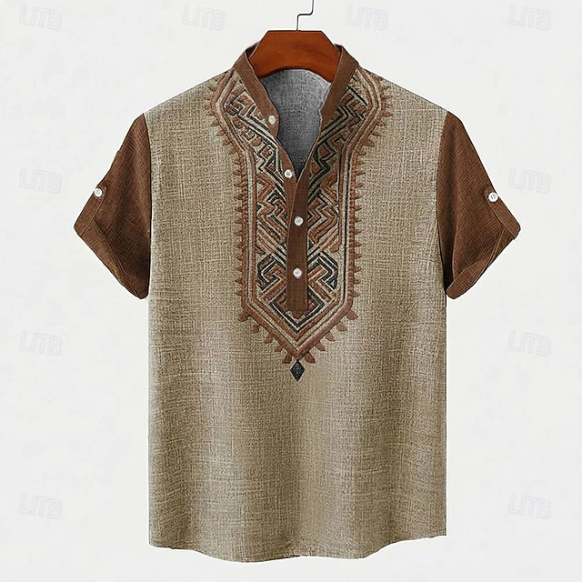 Men's Vintage Embroidered Cotton Shirt
