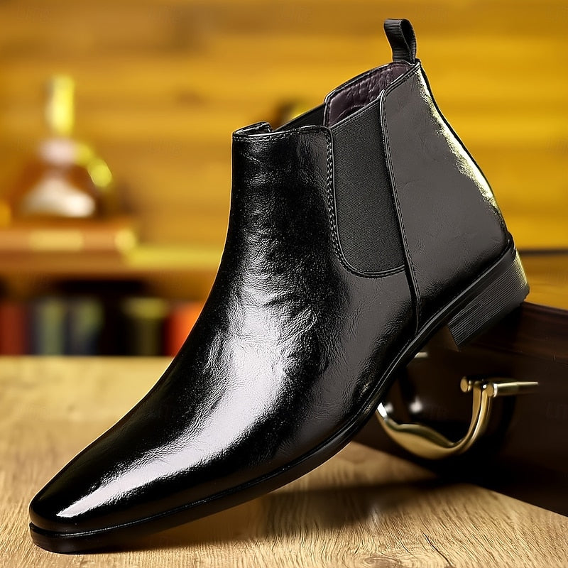Men's Classic Polished Leather Ankle Chelsea Boots