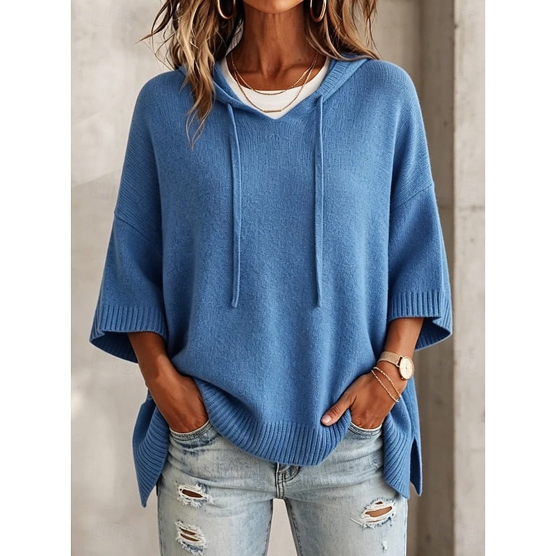 Unisex Casual Cotton Blend Relaxed Hooded Sweater