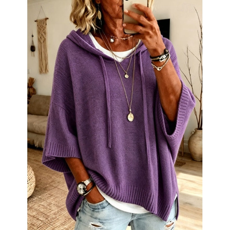 Unisex Casual Cotton Blend Relaxed Hooded Sweater