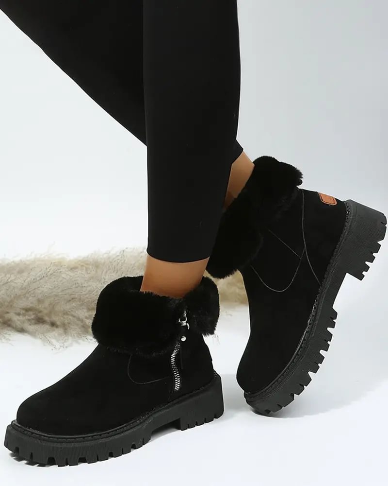 Women's Cozy Faux Fur Lined Snowproof Platform Snow Boots with Side