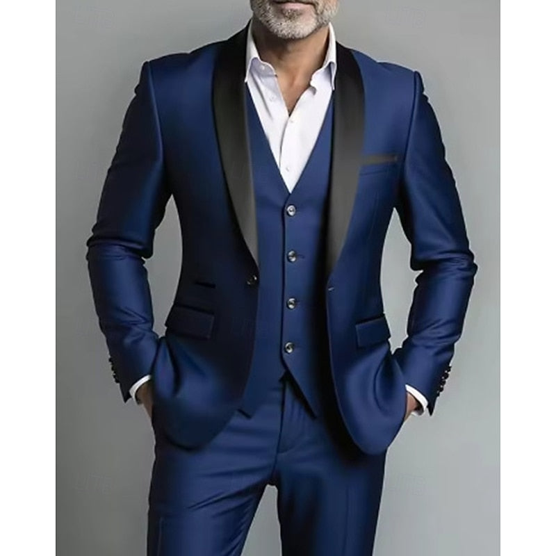 Men's Classic Wool Blend Three-Piece Suit
