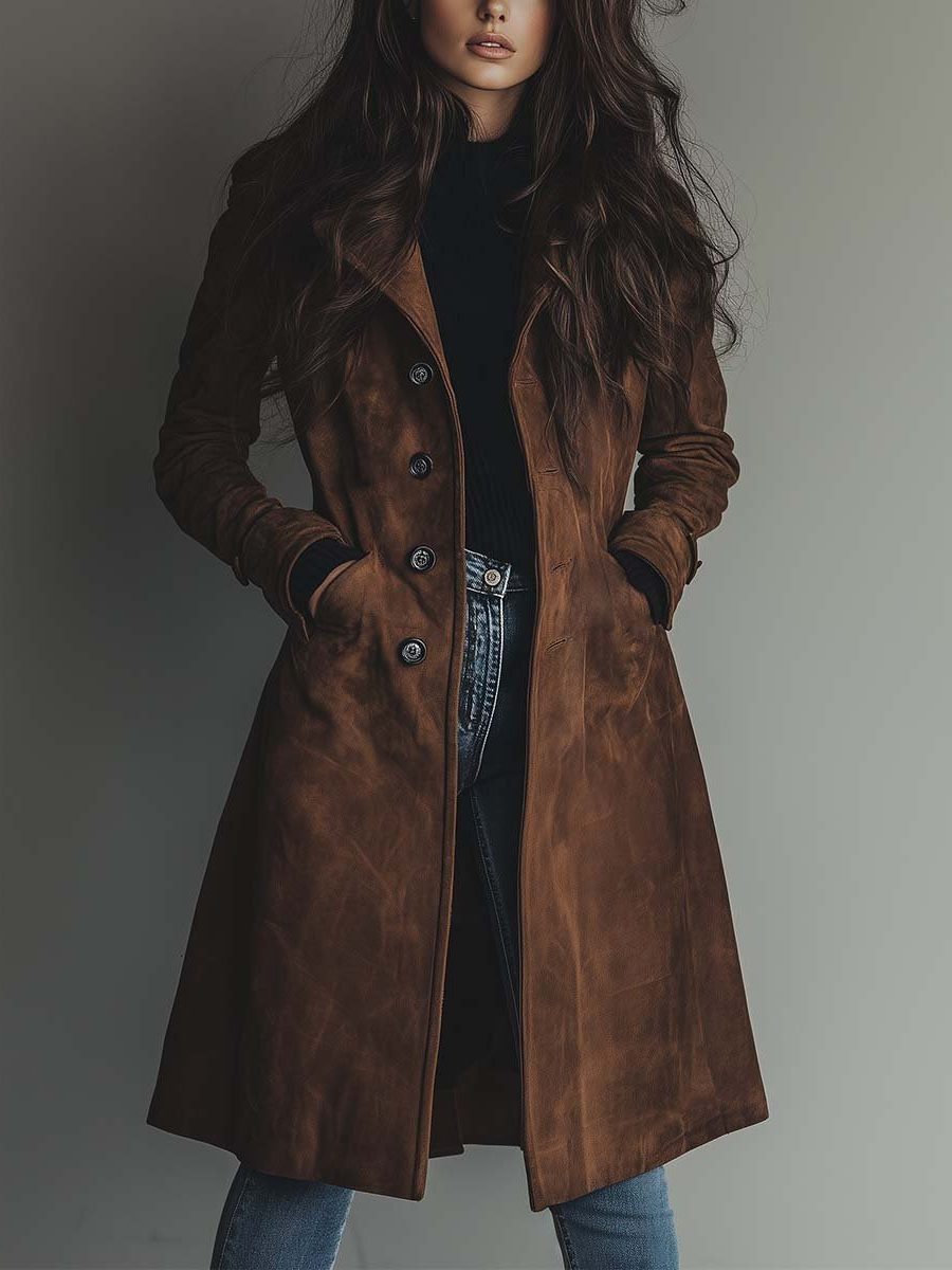 Women's Vintage Suede Trench Coat