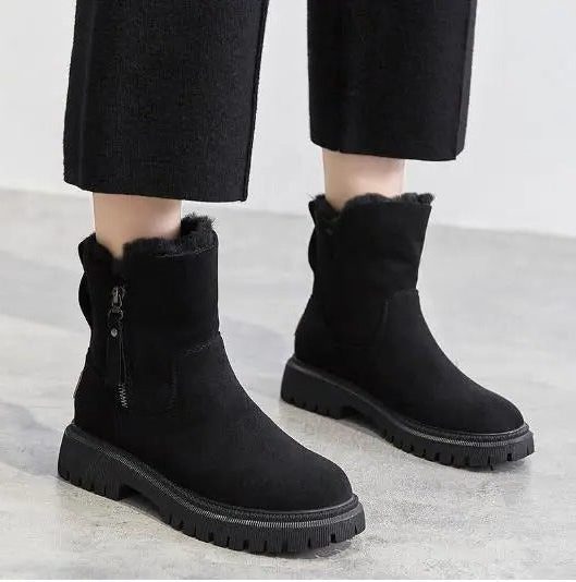 Women's Stylish Suede Ankle Boots with Sheepskin Lining