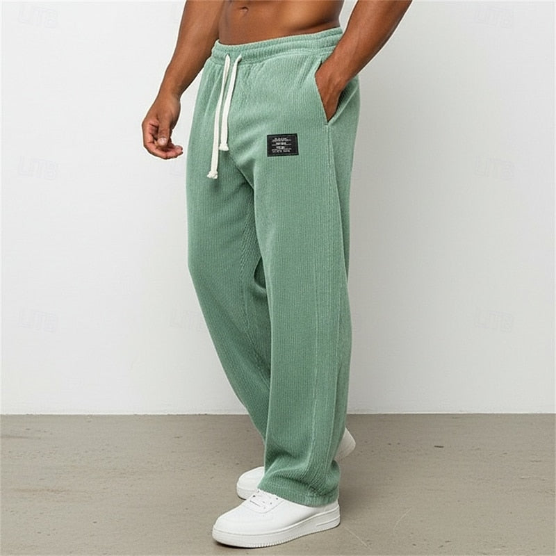 Men's Casual Cotton Relaxed Straight-Leg Pants